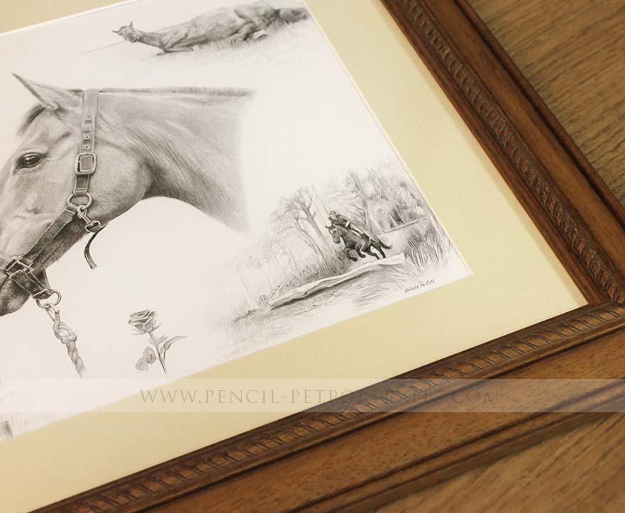 framed pencil montage pet portraits